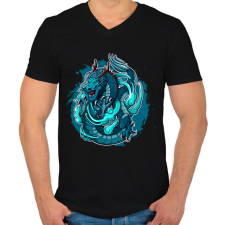 PRINTFASHION sárkány - Férfi V-nyakú póló - Fekete férfi póló