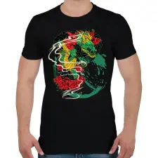 PRINTFASHION Sárkány grafika - Férfi póló - Fekete férfi póló