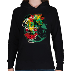 PRINTFASHION Sárkány grafika - Női kapucnis pulóver - Fekete