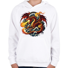 PRINTFASHION Sárkány - Gyerek kapucnis pulóver - Fehér gyerek pulóver, kardigán