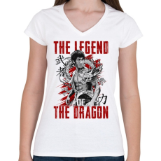 PRINTFASHION Sárkány legendája - Női V-nyakú póló - Fehér