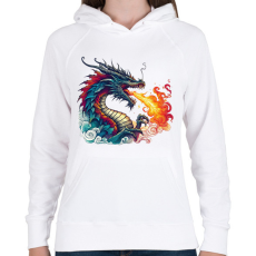 PRINTFASHION Sárkány - Női kapucnis pulóver - Fehér