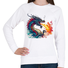 PRINTFASHION Sárkány - Női pulóver - Fehér női pulóver, kardigán