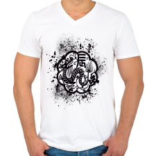 PRINTFASHION sárkány pecsét - Férfi V-nyakú póló - Fehér férfi póló