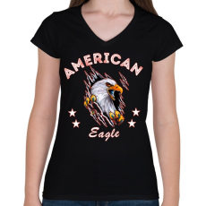 PRINTFASHION Sas - Női V-nyakú póló - Fekete