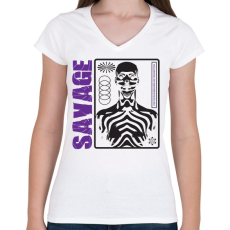PRINTFASHION savage streetwear - Női V-nyakú póló - Fehér