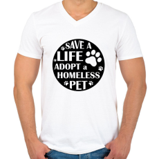 PRINTFASHION Save a life - Férfi V-nyakú póló - Fehér