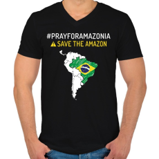 PRINTFASHION Save Amazonia - Férfi V-nyakú póló - Fekete