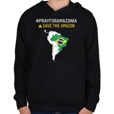 PRINTFASHION Save Amazonia - Gyerek kapucnis pulóver - Fekete gyerek pulóver, kardigán
