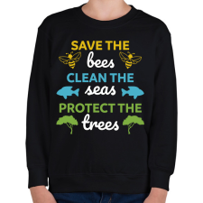 PRINTFASHION Save, clean, protect - Gyerek pulóver - Fekete gyerek pulóver, kardigán