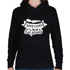 PRINTFASHION Save LIFE - Női kapucnis pulóver - Fekete női pulóver, kardigán
