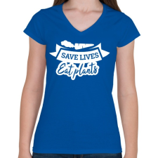 PRINTFASHION Save LIFE - Női V-nyakú póló - Királykék női póló