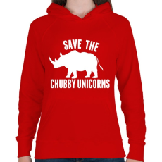 PRINTFASHION Save the Chubby Unicorns! - Női kapucnis pulóver - Piros