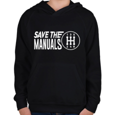 PRINTFASHION Save the manuals - Gyerek kapucnis pulóver - Fekete