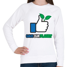 PRINTFASHION Save the planet! - Női pulóver - Fehér női pulóver, kardigán