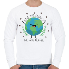 PRINTFASHION Save the planet - we have coffee - Férfi pulóver - Fehér férfi pulóver, kardigán