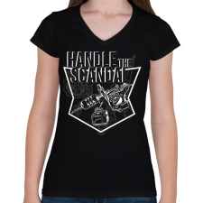 PRINTFASHION Scandel handler - Női V-nyakú póló - Fekete női póló