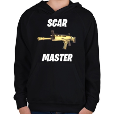 PRINTFASHION SCAR Master - Fortnite (Fehér) - Gyerek kapucnis pulóver - Fekete gyerek pulóver, kardigán