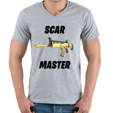 PRINTFASHION Scar Master - Fortnite (Fekete) - Férfi V-nyakú póló - Sport szürke férfi póló