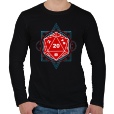 PRINTFASHION Sci-Fi D20 (Piros-Kék) - Férfi hosszú ujjú póló - Fekete