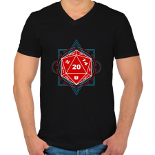 PRINTFASHION Sci-Fi D20 (Piros-Kék) - Férfi V-nyakú póló - Fekete férfi póló