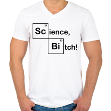 PRINTFASHION Science, Bitch! - Férfi V-nyakú póló - Fehér