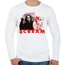 PRINTFASHION Scream - Férfi hosszú ujjú póló - Fehér férfi póló