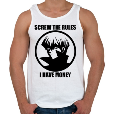 PRINTFASHION Screw the rules, i have money - Férfi atléta - Fehér