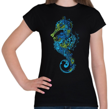 PRINTFASHION Seahorse - Női póló - Fekete női póló