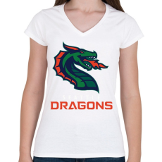 PRINTFASHION seattle Dragons - Női V-nyakú póló - Fehér