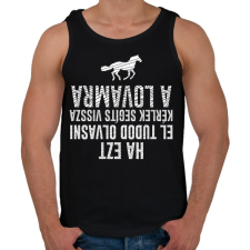 PRINTFASHION Segíts vissza a lovamra - Férfi atléta - Fekete atléta, trikó