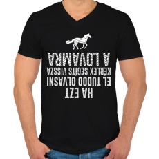 PRINTFASHION Segíts vissza a lovamra - Férfi V-nyakú póló - Fekete