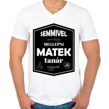 PRINTFASHION Semmivel nem tudsz meglepni, matek tanár vagyok - Férfi V-nyakú póló - Fehér férfi póló