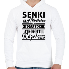 PRINTFASHION Senki sem tökéletes, de a borászok... - Férfi kapucnis pulóver - Fehér férfi pulóver, kardigán