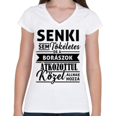 PRINTFASHION Senki sem tökéletes, de a borászok... - Női V-nyakú póló - Fehér