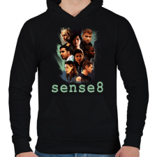 PRINTFASHION sense8 - Férfi kapucnis pulóver - Fekete férfi pulóver, kardigán
