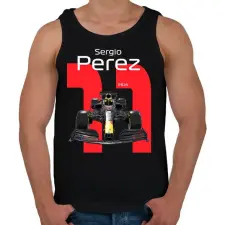 PRINTFASHION Sergio Perez 11 autóversenyző - fehér felirat - Férfi atléta - Fekete atléta, trikó