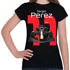 PRINTFASHION Sergio Perez 11 autóversenyző - fehér felirat - Női póló - Fekete
