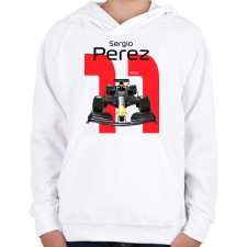 PRINTFASHION Sergio Perez 11 autóversenyző - fekete felirat - Gyerek kapucnis pulóver - Fehér gyerek pulóver, kardigán