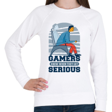 PRINTFASHION Serious Gamers - Női pulóver - Fehér női pulóver, kardigán
