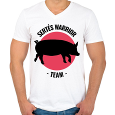 PRINTFASHION Sertés Warrior Team - Férfi V-nyakú póló - Fehér