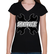 PRINTFASHION Service - Női V-nyakú póló - Fekete