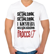 PRINTFASHION Sétálunk sétálunk - Férfi V-nyakú póló - Fehér