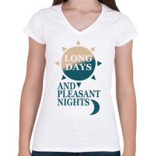 PRINTFASHION Setét torony  - Női V-nyakú póló - Fehér női póló