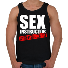 PRINTFASHION Sex instructor - First lesson free - Férfi atléta - Fekete atléta, trikó