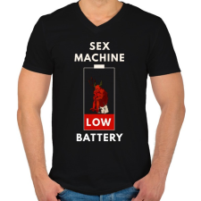 PRINTFASHION sex machine battery - Férfi V-nyakú póló - Fekete férfi póló