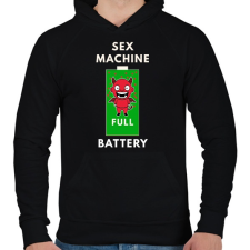 PRINTFASHION sex machine batteryFULL - Férfi kapucnis pulóver - Fekete férfi pulóver, kardigán