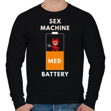 PRINTFASHION sex machine batteryMED - Férfi pulóver - Fekete férfi pulóver, kardigán