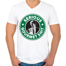 PRINTFASHION Sh*tbucks - Férfi V-nyakú póló - Fehér férfi póló