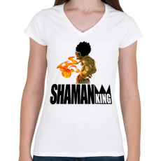 PRINTFASHION Shaman King - Női V-nyakú póló - Fehér